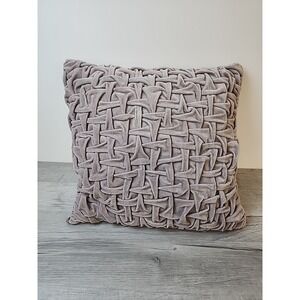 15 x 15‎ Chunky Throw Pillow Geometric Raised Smocked Light Gray Removable Cover